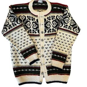Vintage Norwegian Wool Cardigan Made in Bergen Norway